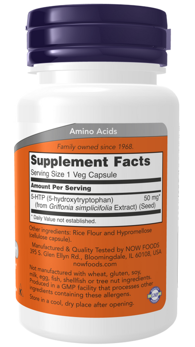 NOW Foods 5-HTP, 50 mg – 30 Kapseln