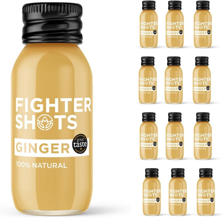 Fighter Shots Ginger (12x60ml) Award Winning Fresh & Fiery Ginger Shots - Ginger - Wellness Shots at MySupplementShop by Fighter Shots