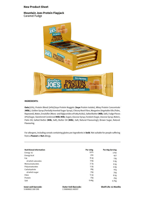 Mountain Joes Protein Flapjack 16x60g - Protein Bars at MySupplementShop by Mountain Joes