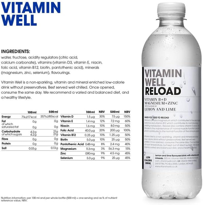 Vitamin Well Reload 12x500ml Zitrone &amp; Limette