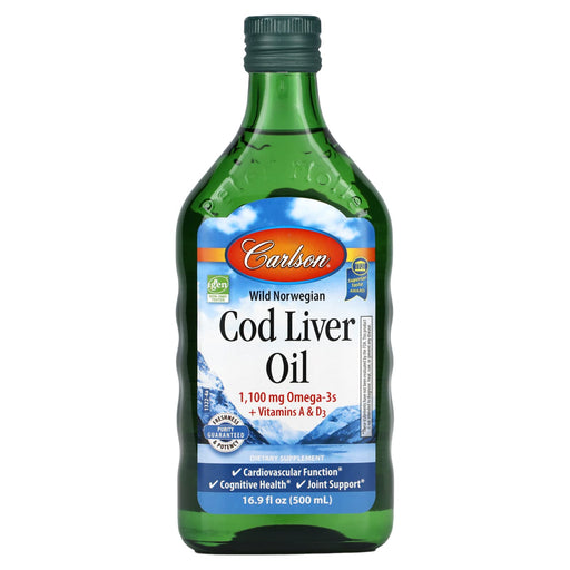 Carlson Labs Norwegian Cod Liver Oil, 1100mg Unflavored - 500 ml. | High-Quality Fish Oils | MySupplementShop.co.uk