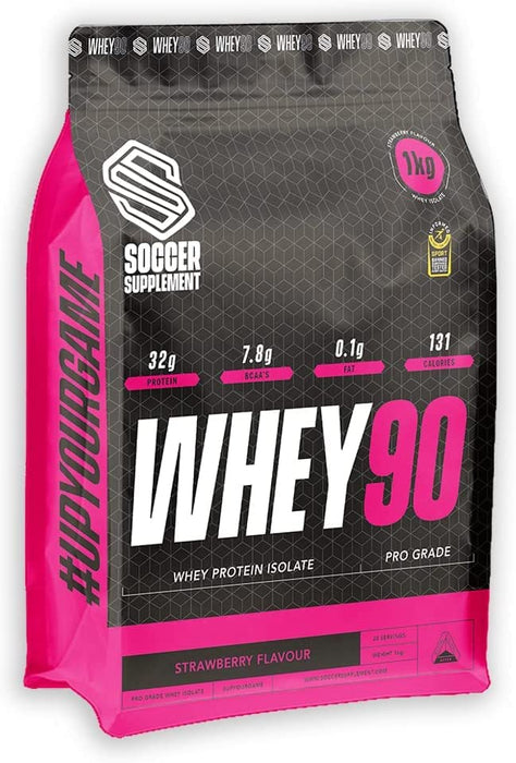 Soccer Supplement Whey 90 1kg Strawberry | Premium Whey Proteins at MYSUPPLEMENTSHOP.co.uk