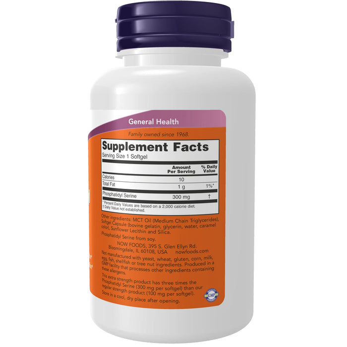 NOW Foods Phosphatidyl Serine, 300mg Extra Strength - 50 softgels | High-Quality Combination Multivitamins & Minerals | MySupplementShop.co.uk