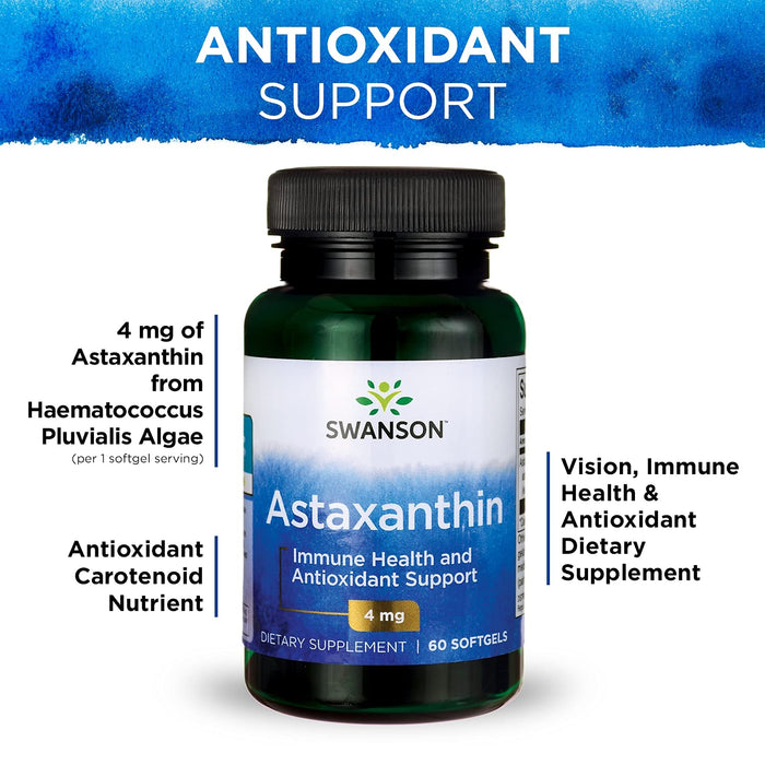 Swanson Astaxanthin, 4mg - 60 softgels | High-Quality Astaxanthin | MySupplementShop.co.uk