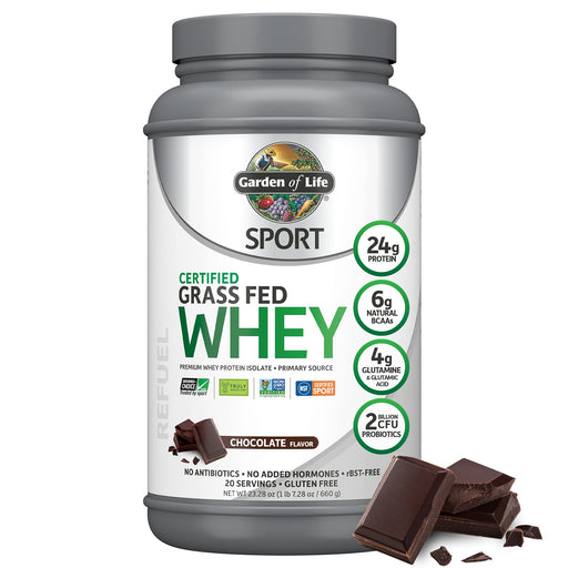 Garden of Life Sport Certified Grass Fed Whey Protein, Chocolate - 660g | High-Quality Whey Proteins | MySupplementShop.co.uk