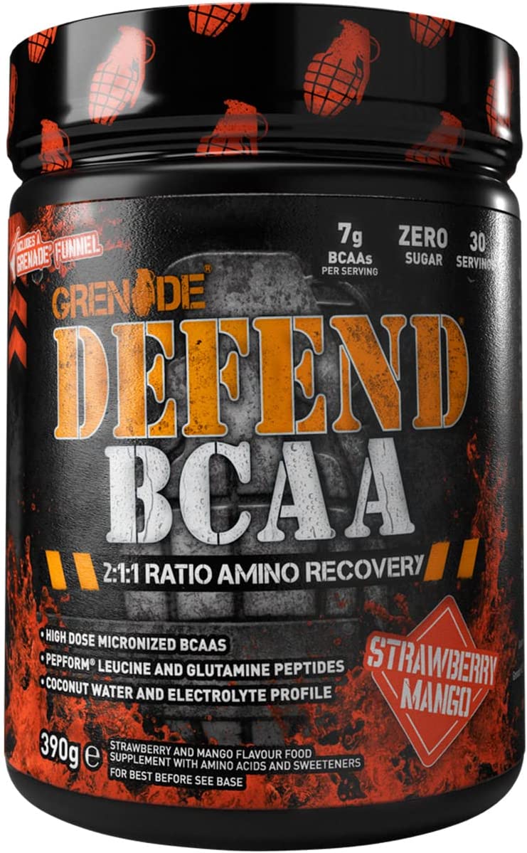 Grenade Defend BCAA Powder Strawberry Mango 390 g (7 g BCAA's Per Serving - 30 Servings Per Tub)