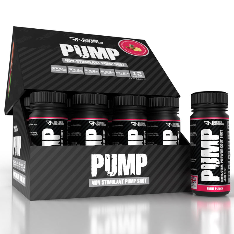 Refined Nutrition Pump Non Stim Pre-Workout Shots 12x60ml - Beta-Alanine at MySupplementShop by REFINED NUTRITION