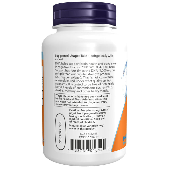 NOW Foods DHA-1000 Brain Support - 90 softgels | High-Quality Health and Wellbeing | MySupplementShop.co.uk