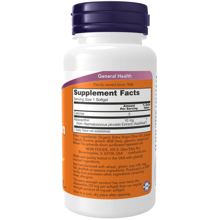 NOW Foods Astaxanthin, 10mg - 60 softgels | High-Quality Astaxanthin | MySupplementShop.co.uk