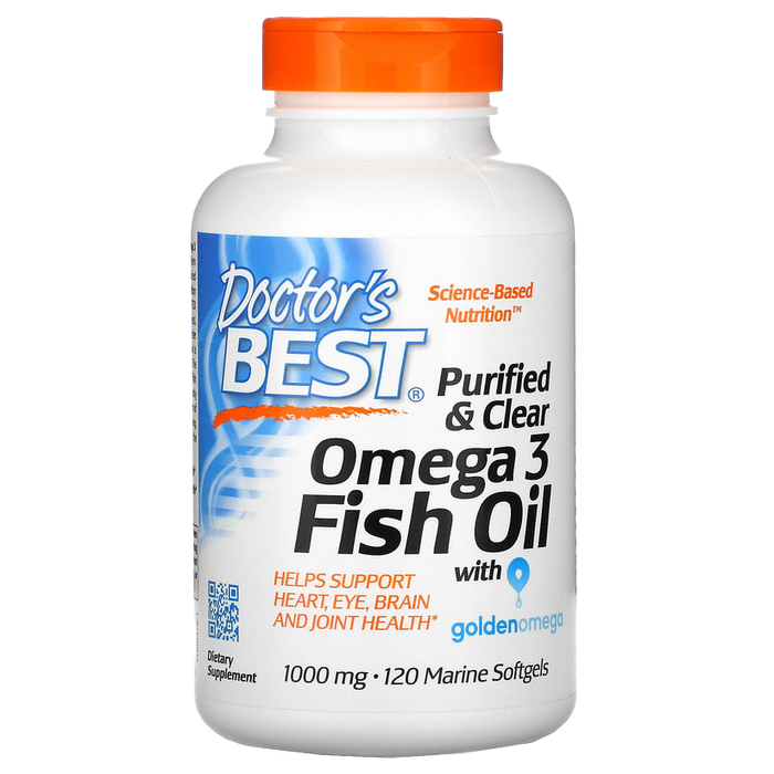 Doctor's Best gereinigtes und klares Omega-3-Fischöl, 1000 mg – 120 Meereskapseln