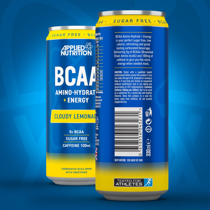 Applied Nutrition BCAA Amino-Hydrate + Energy Cans, Cloudy Lemonade - 12 x 330ml Best Value Drink Flavored at MYSUPPLEMENTSHOP.co.uk