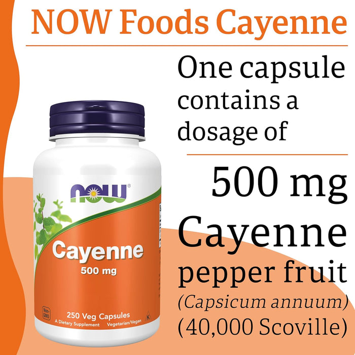 NOW Foods Cayenne 500mg 250 Veg Capsules