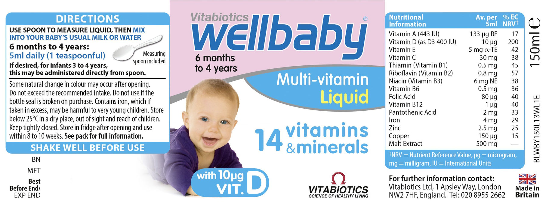 Vitabiotics Wellkid Calcium Liquid - Children at MySupplementShop by Vitabiotics