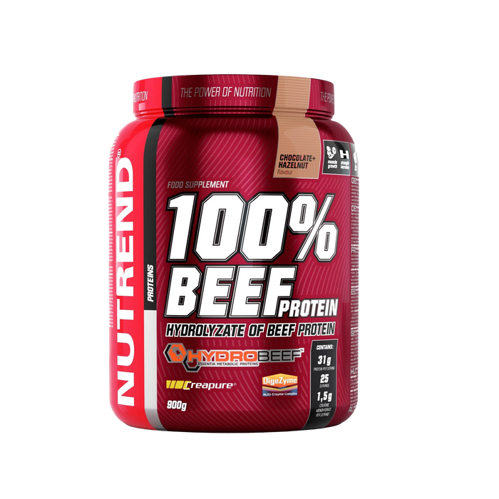 Nutrend 100 % Rindfleischprotein, Schokoladen-Haselnuss – 900 Gramm