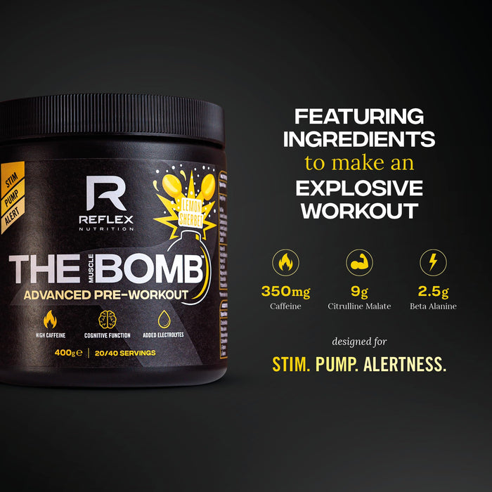 Reflex Nutrition The Muscle Bomb 400g Sherbet Lemon | Premium Beta-Alanine at MYSUPPLEMENTSHOP.co.uk