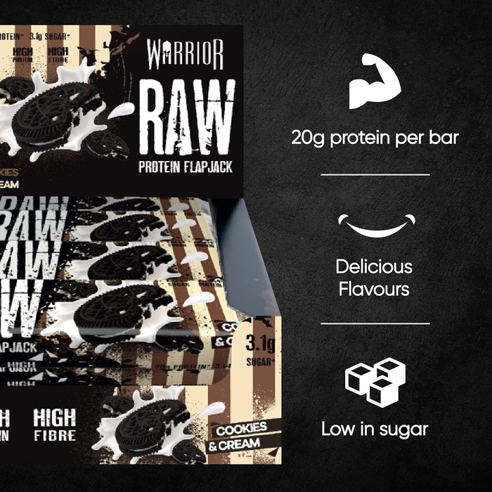 Warrior Raw Protein Flapjack 12x75g Cookies & Cream - Health Foods at MySupplementShop by Warrior Raw