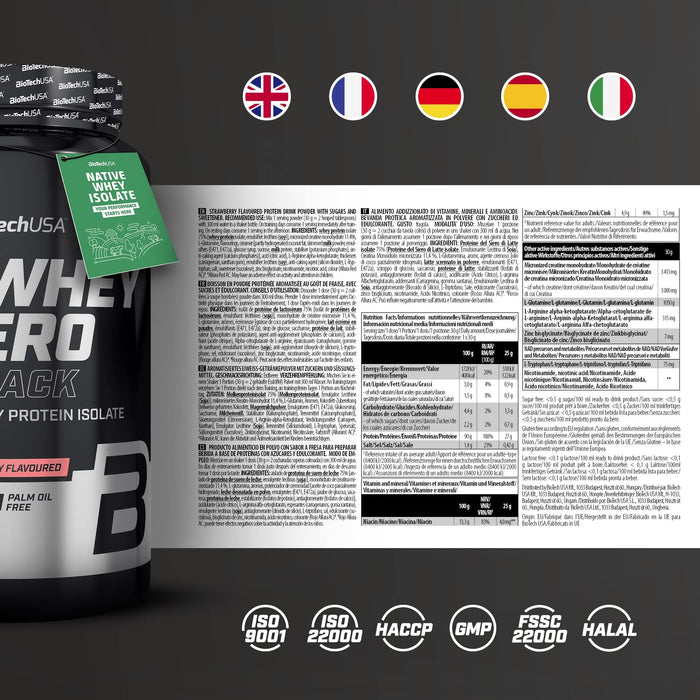 BioTechUSA Iso Whey Zero Black, Strawberry - 908 grams | High-Quality Protein | MySupplementShop.co.uk