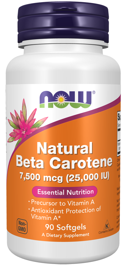 NOW Foods Beta Carotene Natural, 25 000 IU - 90 softgels - Health and Wellbeing at MySupplementShop by NOW Foods