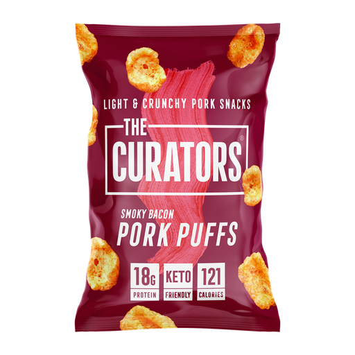 The Curators Pork Puffs 20x25g Smoky Bacon - Supplements at MySupplementShop by The Curators