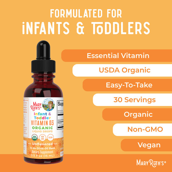 MaryRuth Organics Organic Infant & Toddler Vitamin D3 Liquid Drops - 15 ml.