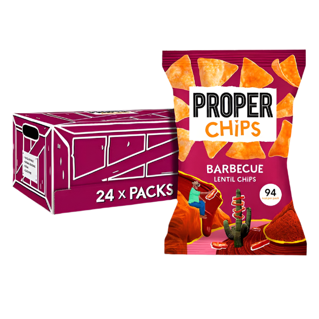 PROPERCHIPS Lentil Chips 24 x 20g | Barbecue, Sea Salt, Sweet Sriracha Chilli, Salt & Vinegar, Sour Cream & Chive