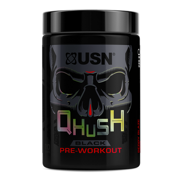 USN QHUSH Black 220g Berry Blaze | Premium Pre Workout Energy at MySupplementShop.co.uk