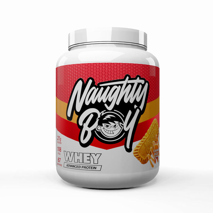 Naughty Boy Whey, Caramel Biscuit, 2010g: Protein supplement for muscle support and recovery. | Premium Protein Supplement Powder at MYSUPPLEMENTSHOP