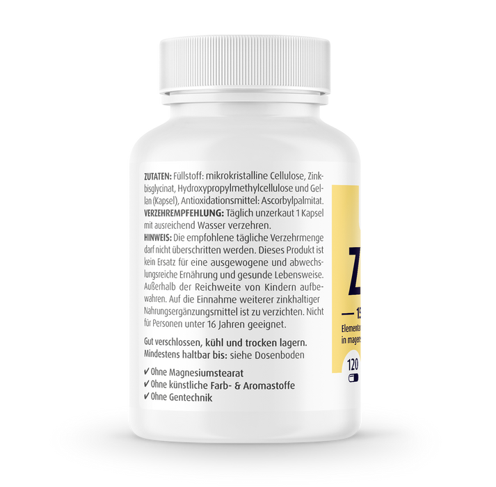 Zein Pharma Zinc Glycinate, 15mg - 120 caps
