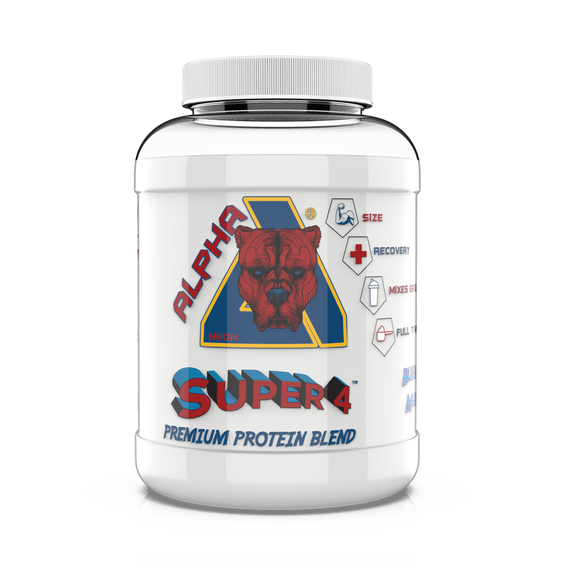 Alpha Neon Super 4 2kg Blueberry Muffin Best Value Protein Powders at MYSUPPLEMENTSHOP.co.uk