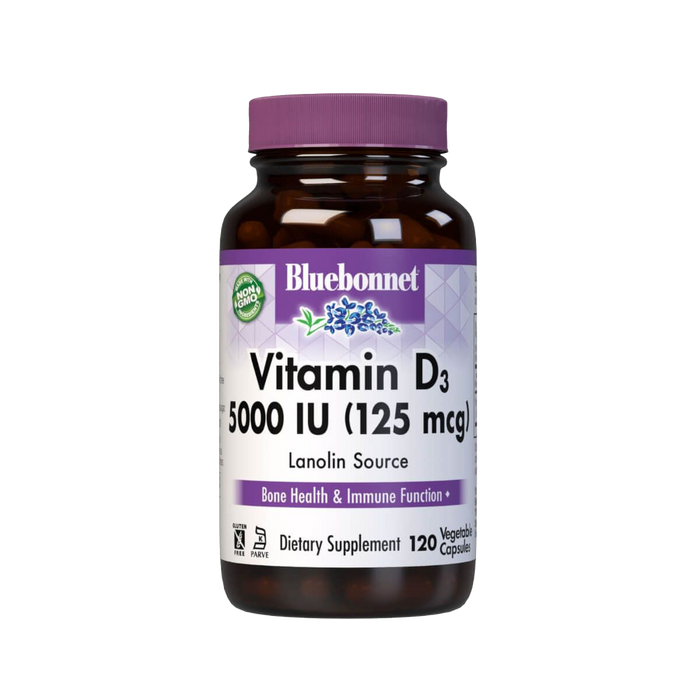 Bluebonnet Vitamin D3 5,000iu 120 Vegetable Capsule