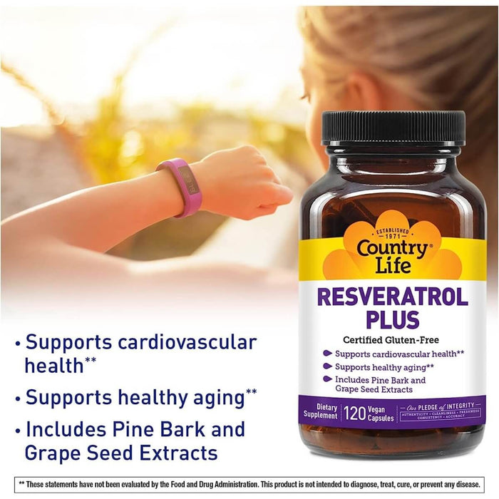 Country Life Resveratrol Plus 120 Vegan Capsules | Premium Supplements at MYSUPPLEMENTSHOP