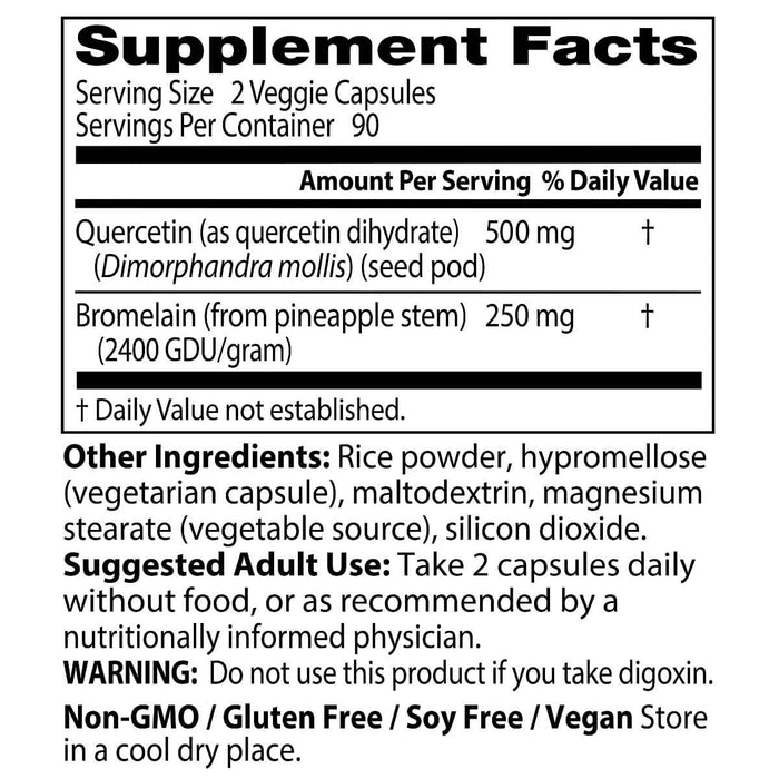 Doctor's Best Quercetin Bromelain 180 Veggie Capsules | Premium Supplements at MYSUPPLEMENTSHOP