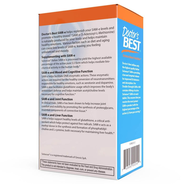 Doctor's Best SAM-e 400 mg 60 Enteric Coated Tablets | Premium Supplements at MYSUPPLEMENTSHOP