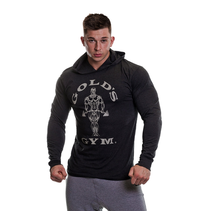 Gold's Gym Long Sleeve Hooded Top - Black Marl