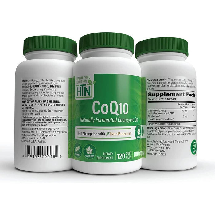 Health Thru Nutrition CoQ10 with BioPerine 100mg 120 Softgels - Health and Wellbeing at MySupplementShop by Health Thru Nutrition