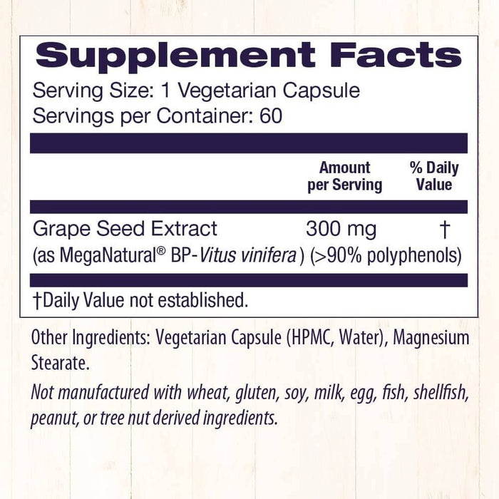 Healthy Origins Grape Seed Extract (Mega Natural-BP) 300mg 60 Veggie Capsules | Premium Supplements at MYSUPPLEMENTSHOP
