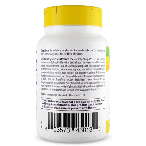 Healthy Origins Sunflower PS Phosphatidylserine 100mg 60 Softgels | Premium Supplements at MYSUPPLEMENTSHOP