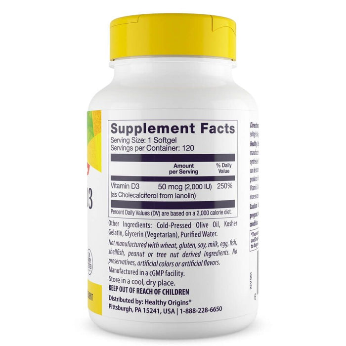 Healthy Origins Vitamin D3 2,000iu 120 Softgels | Premium Supplements at MYSUPPLEMENTSHOP