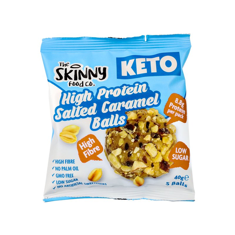 The Skinny Food Co High Protein Keto Balls 10x40g - Salted Caramel - Protein Snacks at MySupplementShop by The Skinny Food Co