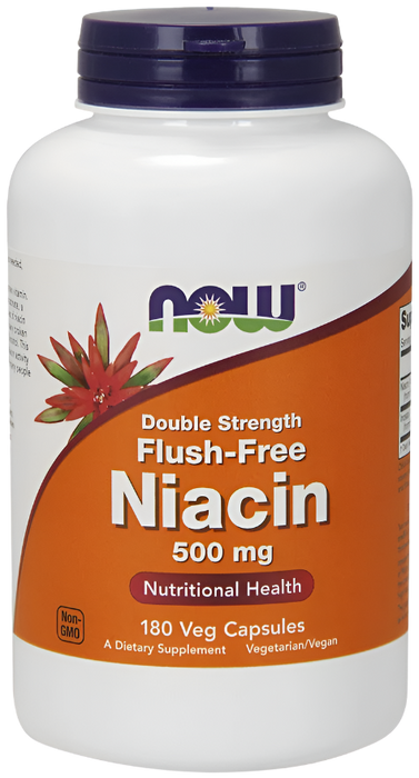 NOW Foods Niacin Flush-Free, 500mg (Double Strength) - 180 vcaps