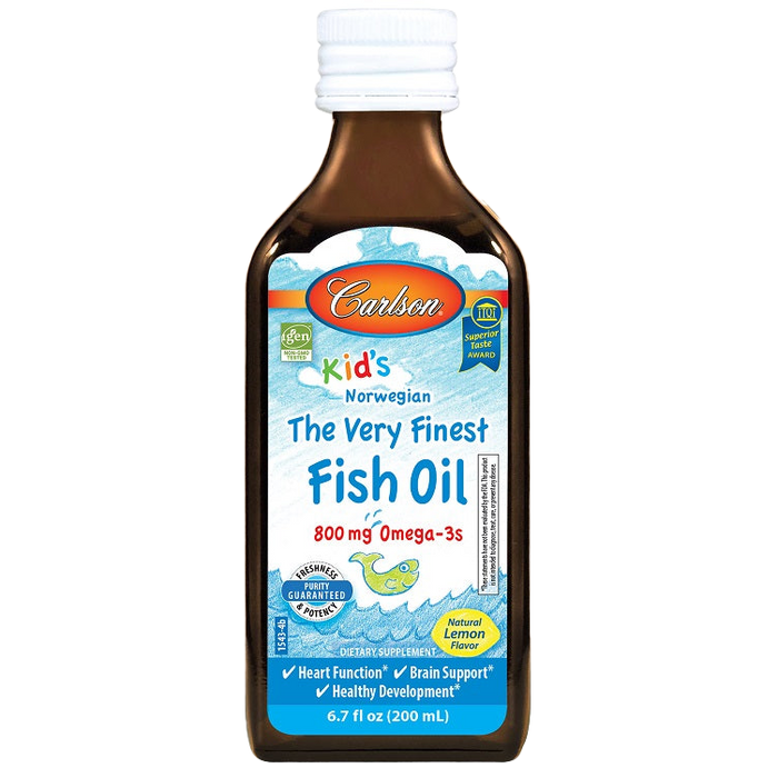 Carlson Labs Kid's The Very Finest Fish Oil, 800 mg natürliche Zitrone – 200 ml.