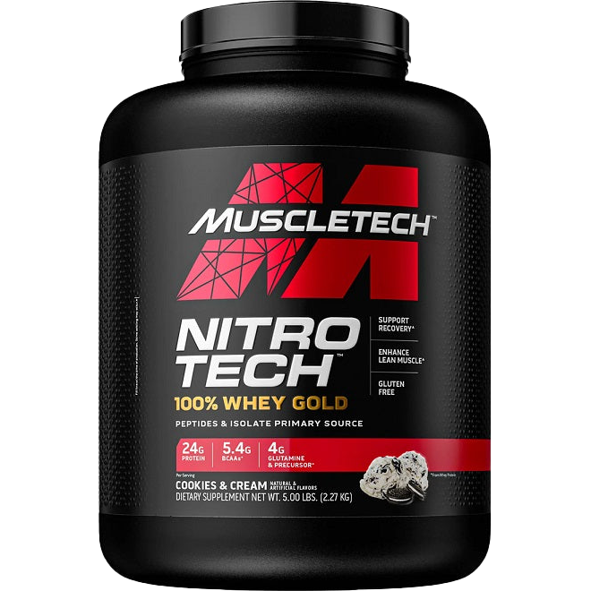 MuscleTech Nitro-Tech 100 % Whey Gold, Cookies &amp; Cream – 2270 Gramm (EAN 631656710489)