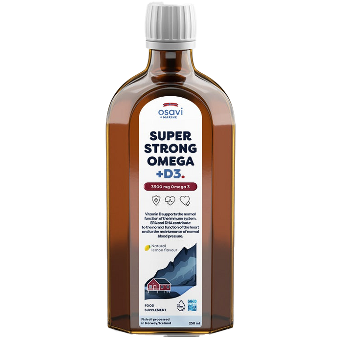 Super Strong Omega + D3, 3500 mg Omega 3 (Zitrone) – 250 ml.