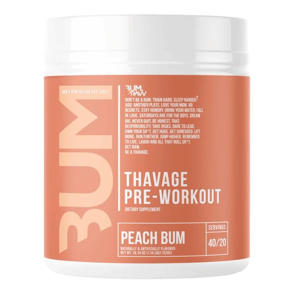 Raw Nutrition Thavage Pre-Workout, Peach Bum 520g - Pre Workout at MySupplementShop by Raw Nutrition