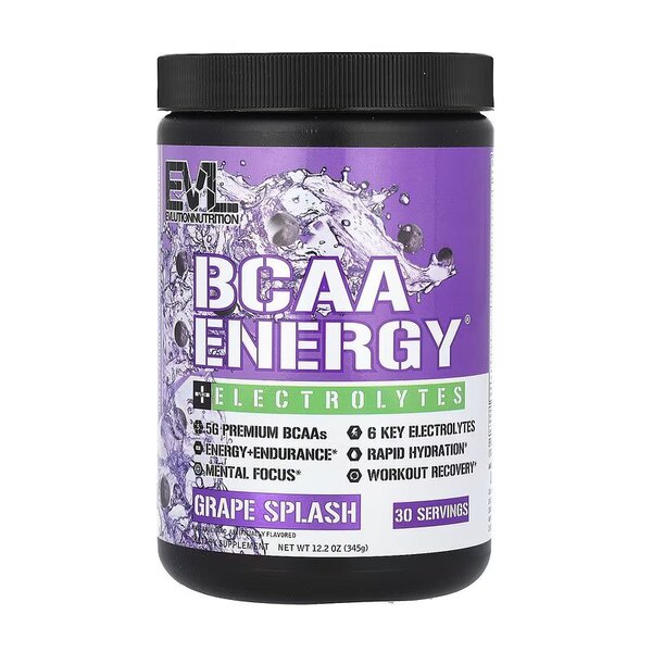 EVLution Nutrition BCAA Energy + Electrolytes, Grape Splash - 345g - Sports Supplements at MySupplementShop by EVLution Nutrition