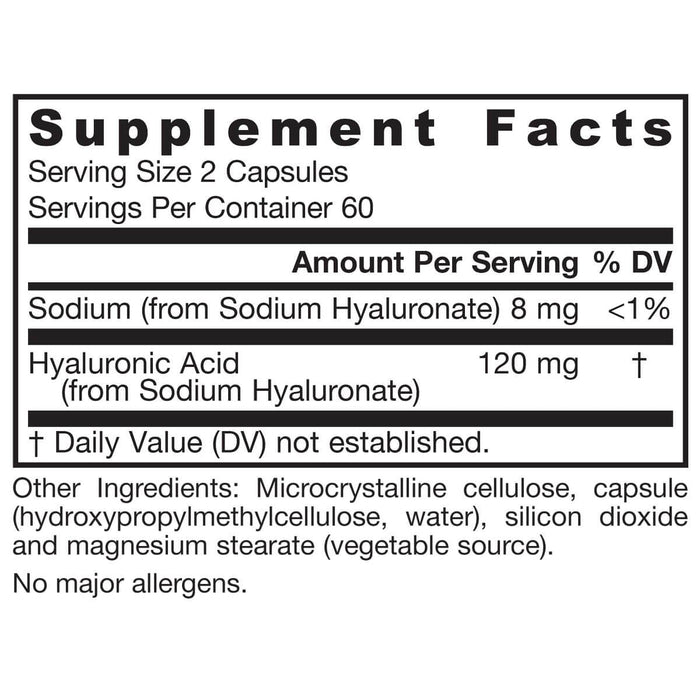 Jarrow Formulas Hyaluronic Acid 60mg 120 Veggie Capsules | Premium Supplements at MYSUPPLEMENTSHOP