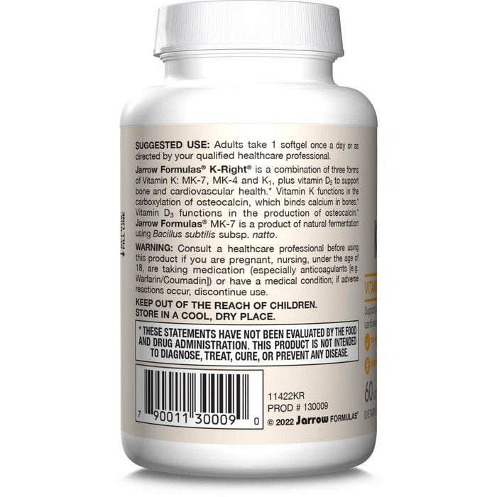 Jarrow Formulas K-Right 60 Softgels - Vitamins & Minerals at MySupplementShop by Jarrow Formulas