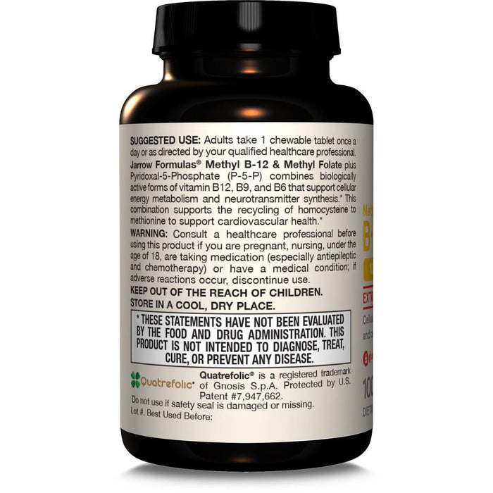 Jarrow Formulas Vitamin Methyl B-12 &amp; Methyl Folate 100 Lemon Chewable Tablets | Premium Supplements at MYSUPPLEMENTSHOP