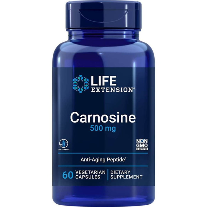 Life Extension Carnosine 500mg 60 Vegetarian Capsules, Anti-Aging Peptides - Amino Acids and BCAAs at MySupplementShop by Life Extension