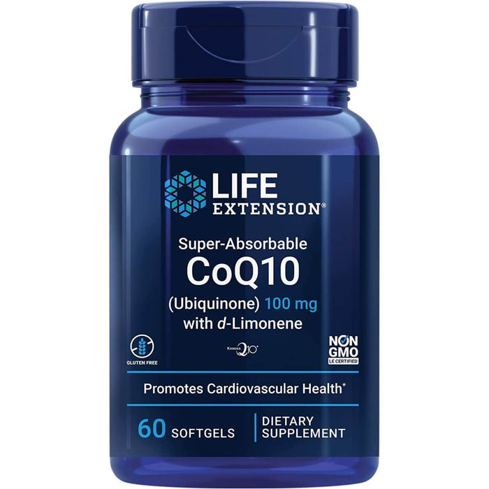 Life Extension Super-Absorbable CoQ10 (Ubiquinone) with d-Limonene 100 mg 60 Softgels - Health and Wellbeing at MySupplementShop by Life Extension